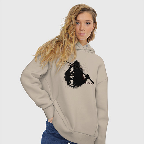 Женское худи оверсайз Busido - путь воина демонического / Миндальный – фото 3