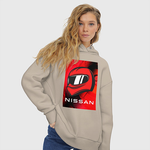Женское худи оверсайз Nissan - Paint / Миндальный – фото 3