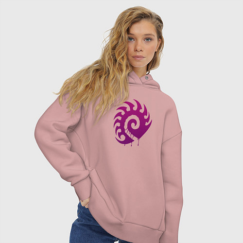 Женское худи оверсайз Zerg logo Purple / Пыльно-розовый – фото 3