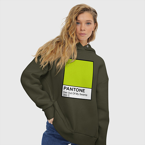 Женское худи оверсайз Shrek: Pantone Color / Хаки – фото 3