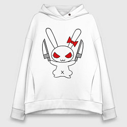 Толстовка оверсайз женская Зайка с ножами, цвет: белый