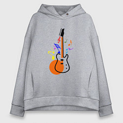 Толстовка оверсайз женская Цветная гитара, цвет: меланж