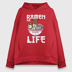 Толстовка оверсайз женская Ramen life, цвет: красный