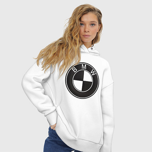 Женское худи оверсайз BMW LOGO CARBON / Белый – фото 3