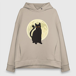 Толстовка оверсайз женская Moon Cat, цвет: миндальный