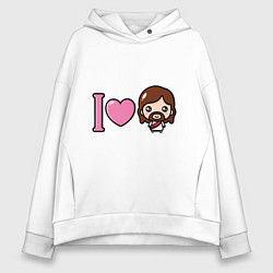 Толстовка оверсайз женская Я люблю Иисуса, цвет: белый