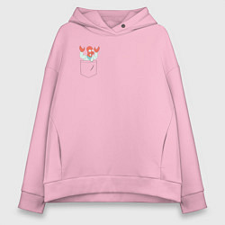 Толстовка оверсайз женская Zoidberg карман, цвет: светло-розовый