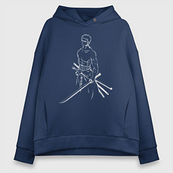 Толстовка оверсайз женская Лайн Арт Зоро из One Piece, цвет: тёмно-синий