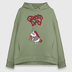 Толстовка оверсайз женская Green Day Unicorn, цвет: авокадо