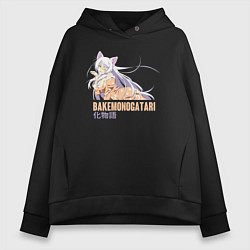 Толстовка оверсайз женская Истории монстров, цвет: черный