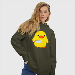 Толстовка оверсайз женская УТКА С НОЖОМ КРУГЛЯШ, цвет: хаки — фото 2