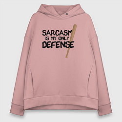 Толстовка оверсайз женская Sarcasm is my only defense, цвет: пыльно-розовый