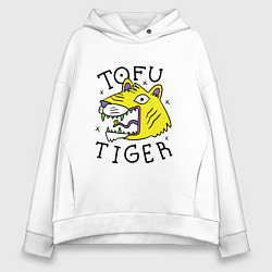 Толстовка оверсайз женская Tofu Tiger Тигр Сыр Тофу, цвет: белый