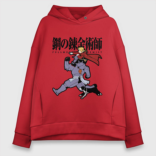 Женское худи оверсайз Стальные алхимики Элрик собака / Красный – фото 1
