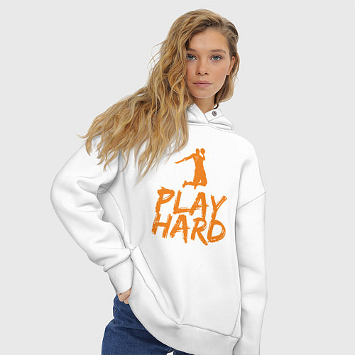 Женское худи оверсайз Play Hard / Белый – фото 3