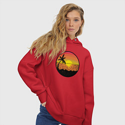 Толстовка оверсайз женская Закат солнце на пляже, цвет: красный — фото 2