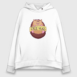 Толстовка оверсайз женская Бесплатные обнимашки Free Hugs, цвет: белый