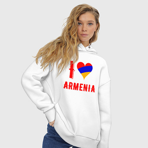 Женское худи оверсайз I Love Armenia / Белый – фото 3