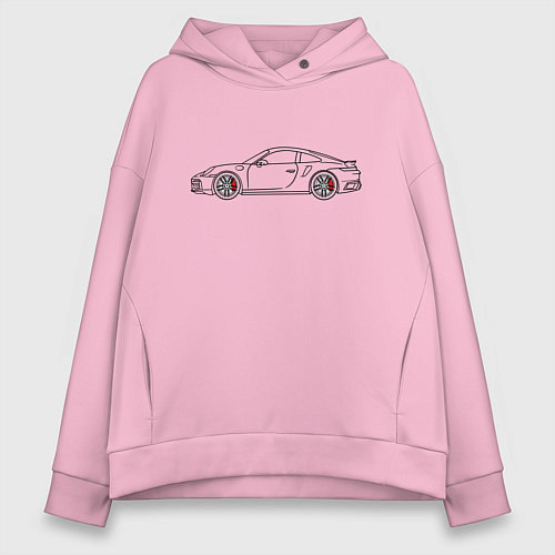Женское худи оверсайз Porsche 911 Tubro S / Светло-розовый – фото 1