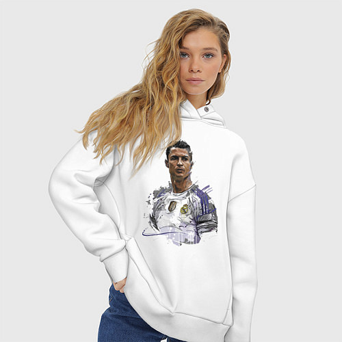Женское худи оверсайз Cristiano Ronaldo Manchester United Portugal / Белый – фото 3