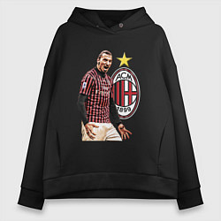 Толстовка оверсайз женская Zlatan Ibrahimovic Milan Italy, цвет: черный