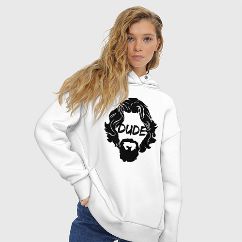 Женское худи оверсайз Dude Чувак / Белый – фото 3