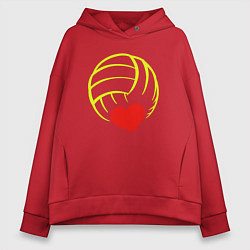 Толстовка оверсайз женская Volleyball Heart, цвет: красный