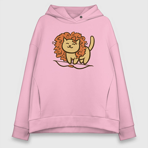 Женское худи оверсайз Cat Lion / Светло-розовый – фото 1