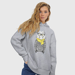 Толстовка оверсайз женская Hipster Cat, цвет: меланж — фото 2
