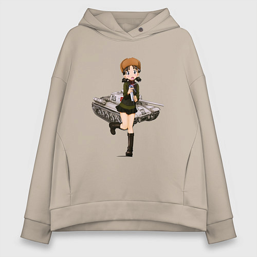 Женское худи оверсайз ТАНКИСТКА / Миндальный – фото 1