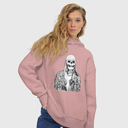 Толстовка оверсайз женская Скелет Курт, цвет: пыльно-розовый — фото 2