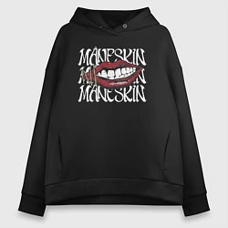 Толстовка оверсайз женская Maneskin Lips, цвет: черный