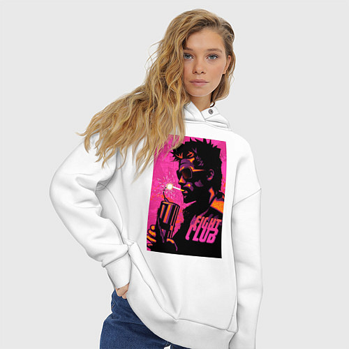 Женское худи оверсайз Тайлер Дёрден, Бойцовский клуб / Белый – фото 3
