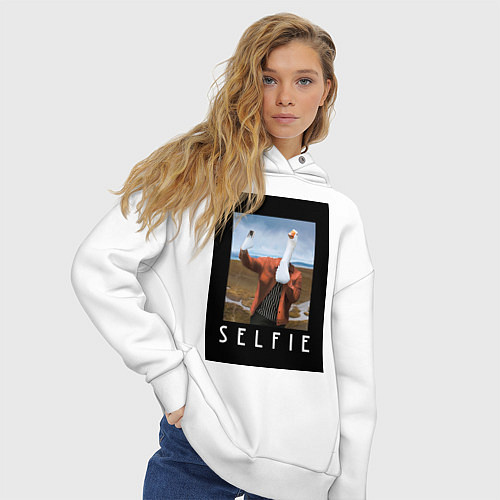 Женское худи оверсайз Selfie / Белый – фото 3