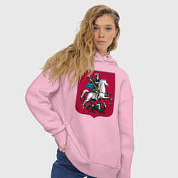 Толстовка оверсайз женская Георгий Победоносец - Герб, цвет: светло-розовый — фото 2