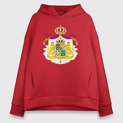 Толстовка оверсайз женская Швеция Герб Швеции, цвет: красный