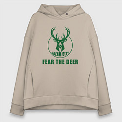 Толстовка оверсайз женская Fear The Deer, цвет: миндальный