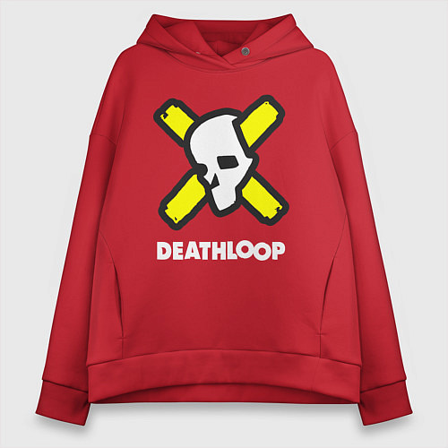 Женское худи оверсайз Deathloop - Skull / Красный – фото 1