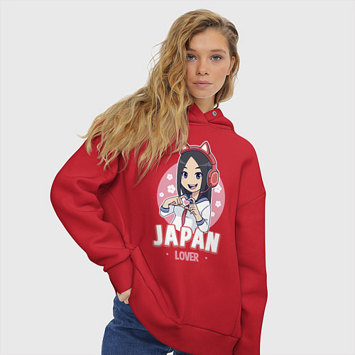 Женское худи оверсайз Japan lover anime girl / Красный – фото 3