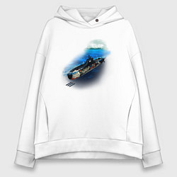 Толстовка оверсайз женская Подводная лодка, цвет: белый