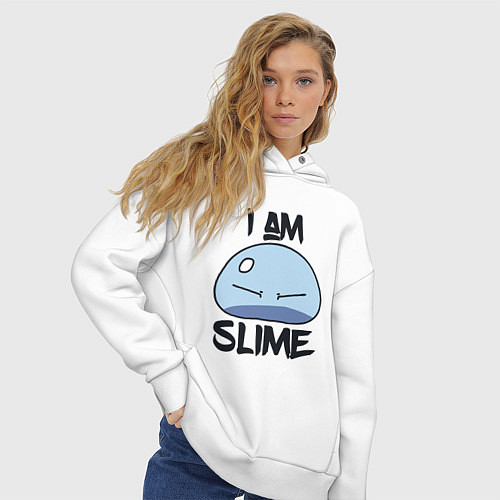 Женское худи оверсайз I AM SLIME, Я СЛИЗЬ / Белый – фото 3