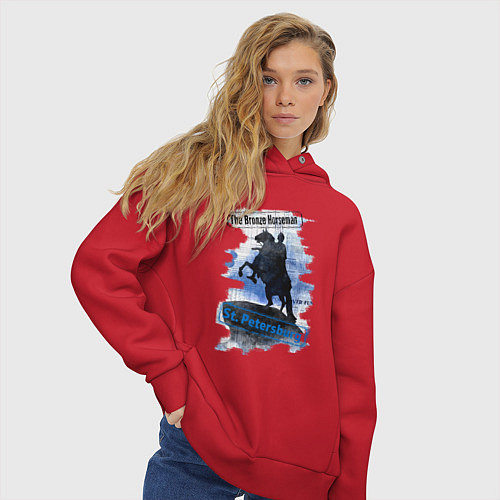 Женское худи оверсайз The Bronze Horseman / Красный – фото 3