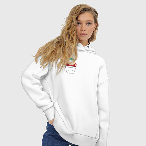 Женское худи оверсайз Картман в кармане / Белый – фото 3