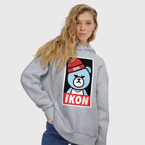 Женское худи оверсайз IKON YG Bear Dope / Меланж – фото 3