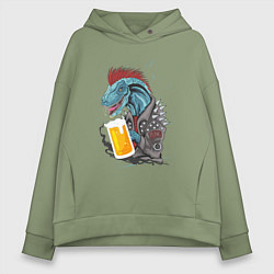 Толстовка оверсайз женская Пивозавр - Гранж, цвет: авокадо