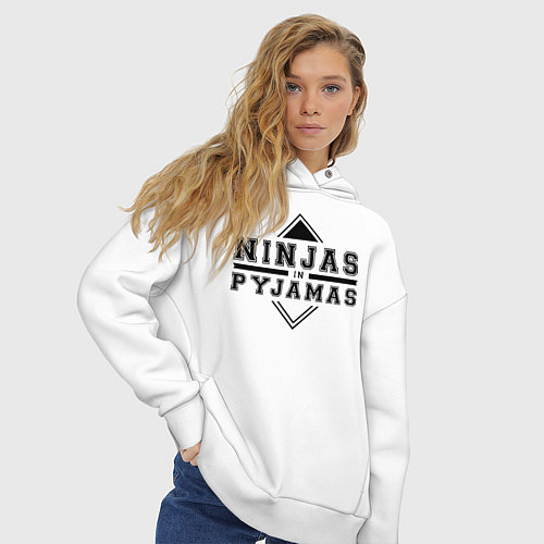 Женское худи оверсайз Ninjas In Pyjamas / Белый – фото 3