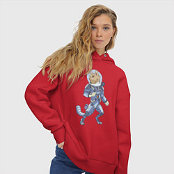 Толстовка оверсайз женская Рыжий космонавт, цвет: красный — фото 2