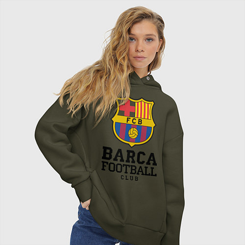 Женское худи оверсайз Barcelona Football Club / Хаки – фото 3