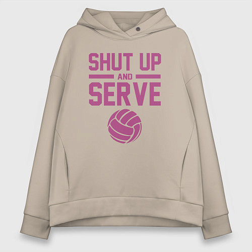 Женское худи оверсайз Shut Up And Serve / Миндальный – фото 1