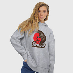 Толстовка оверсайз женская Медведь на велосиеде, цвет: меланж — фото 2